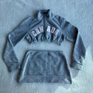 Old Navy Gray Cropped Sweatshirt and Skirt Set